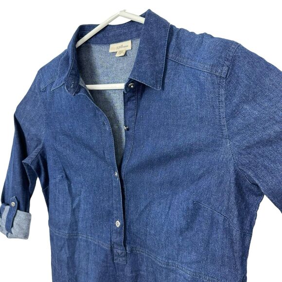 J Jill Chambray Denim Shirt Dress High Waist Long Sleeve Womens Size XS Blue EUC - Picture 3 of 7